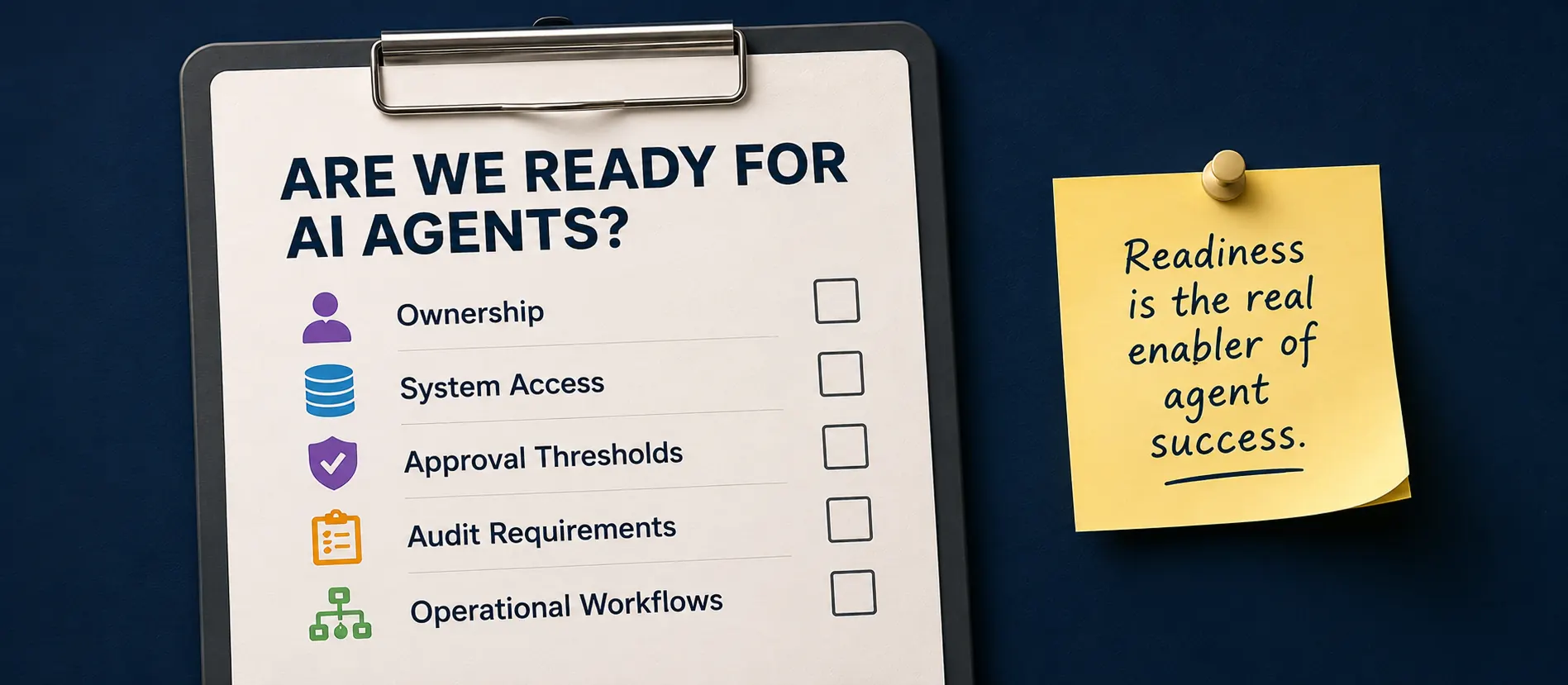 Business documents and checkpoints arranged as a readiness path for AI agent adoption